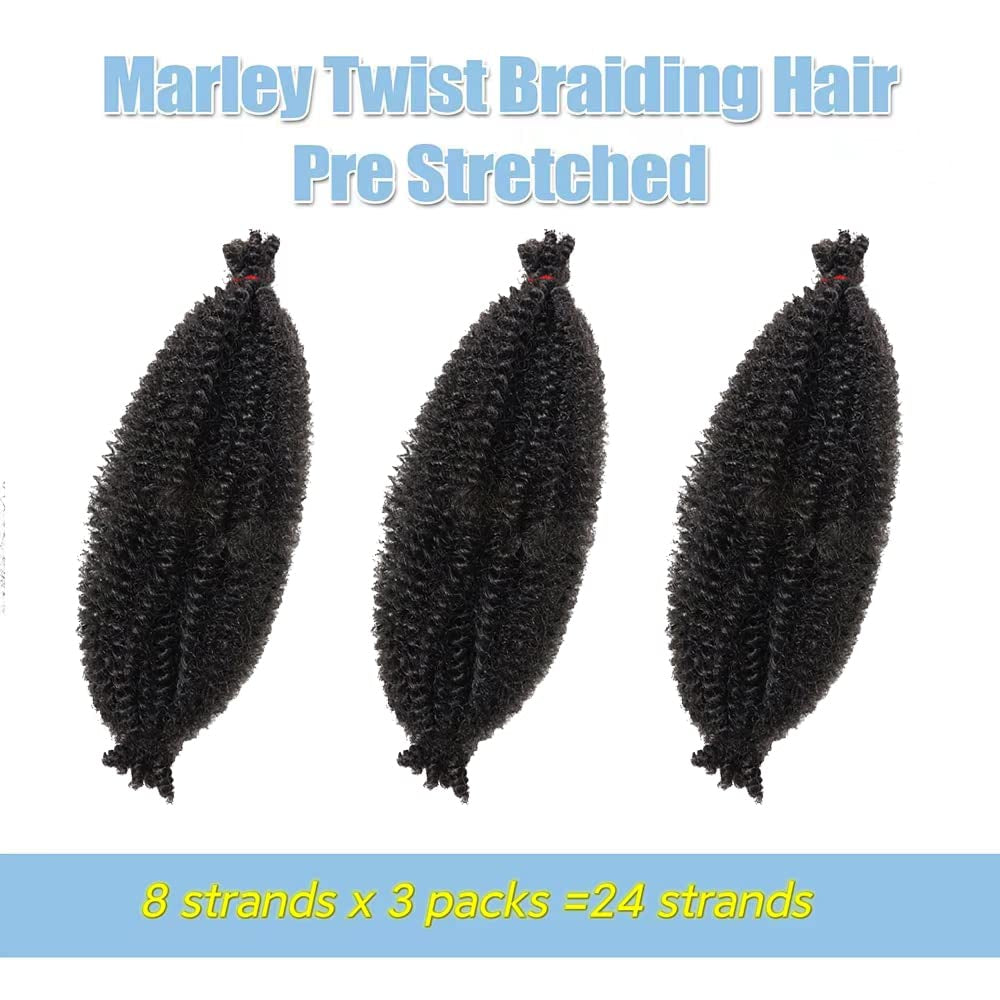 10 Inch Braiding Hair Marley Hair for Faux Locs Crochet Hair Passion Twist Hair Spring Twist Hair Butterfly Locs Soft Locs Curly Braiding Hair Marley Hair Extensions Cuban Twist Hair(3 Packs,1B)