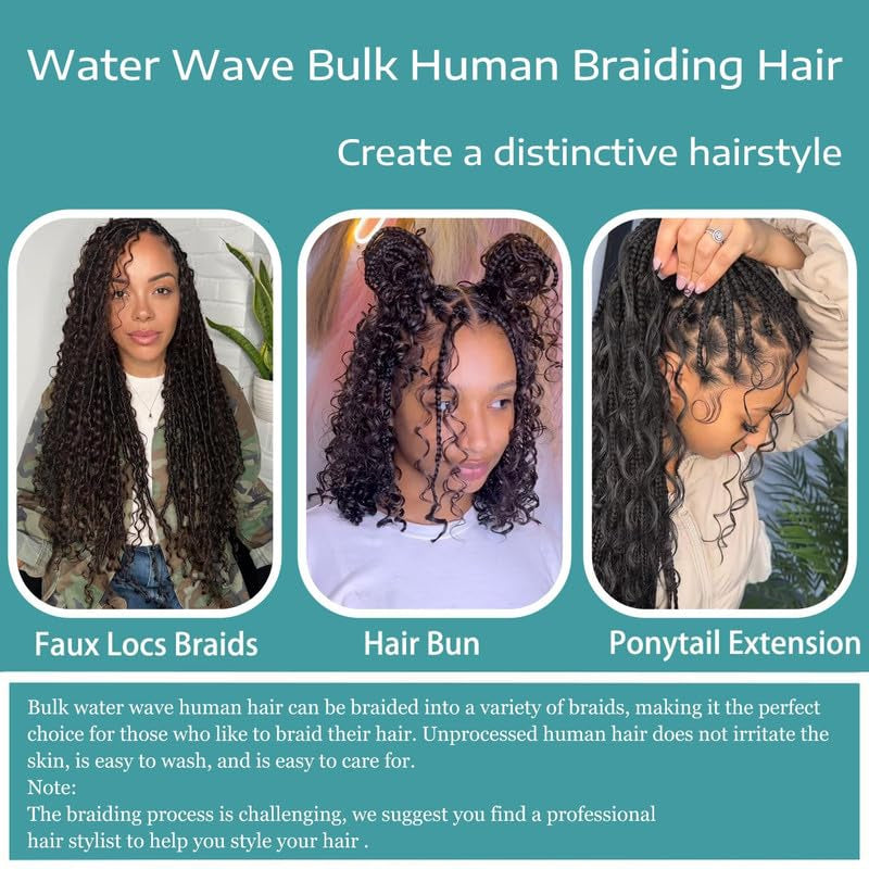 Water Wave Bulk 14 inches for Braiding 2Bundles