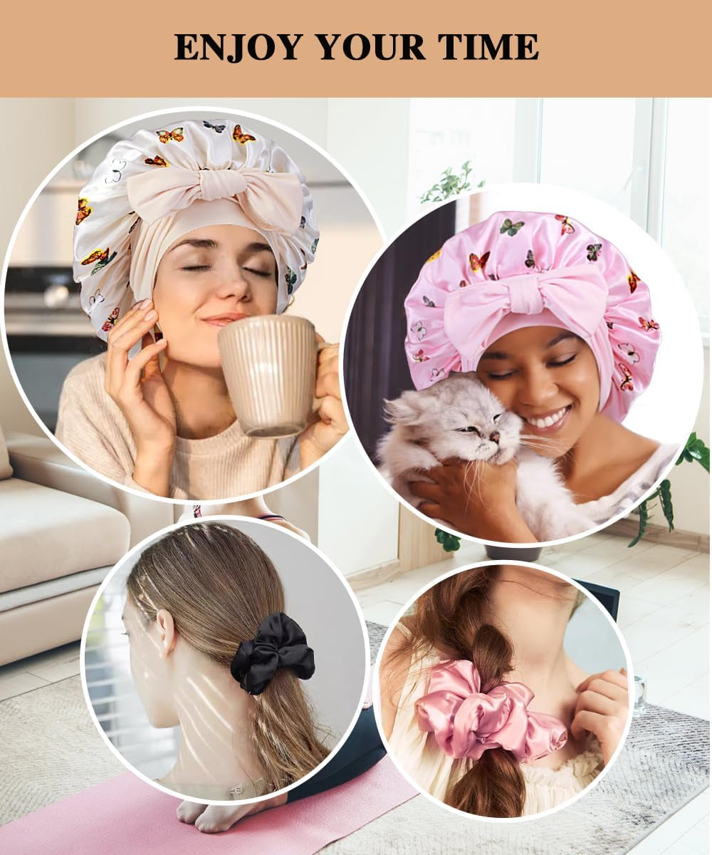 Large Satin Bonnets with Scrunchies 