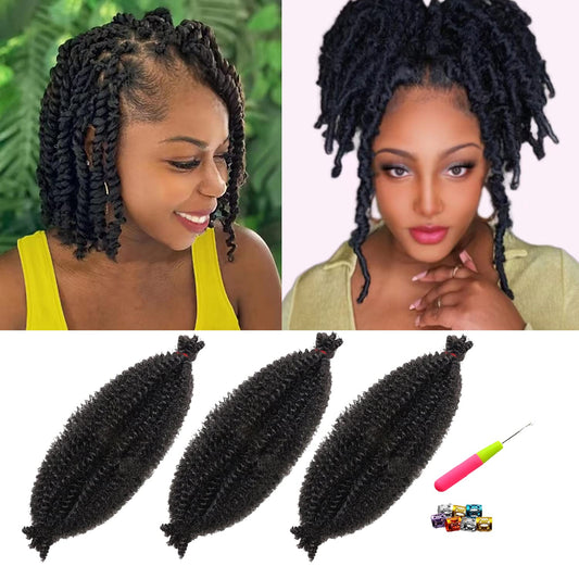 10 Inch Braiding Hair Marley Hair for Faux Locs Crochet Hair Passion Twist Hair Spring Twist Hair Butterfly Locs Soft Locs Curly Braiding Hair Marley Hair Extensions Cuban Twist Hair(3 Packs,1B)