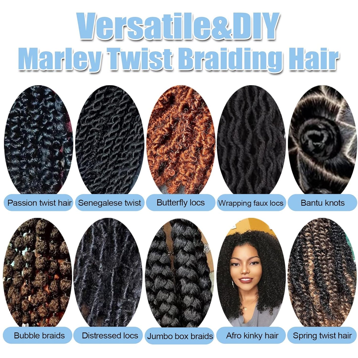 10 Inch Braiding Hair Marley Hair for Faux Locs Crochet Hair Passion Twist Hair Spring Twist Hair Butterfly Locs Soft Locs Curly Braiding Hair Marley Hair Extensions Cuban Twist Hair(3 Packs,1B)