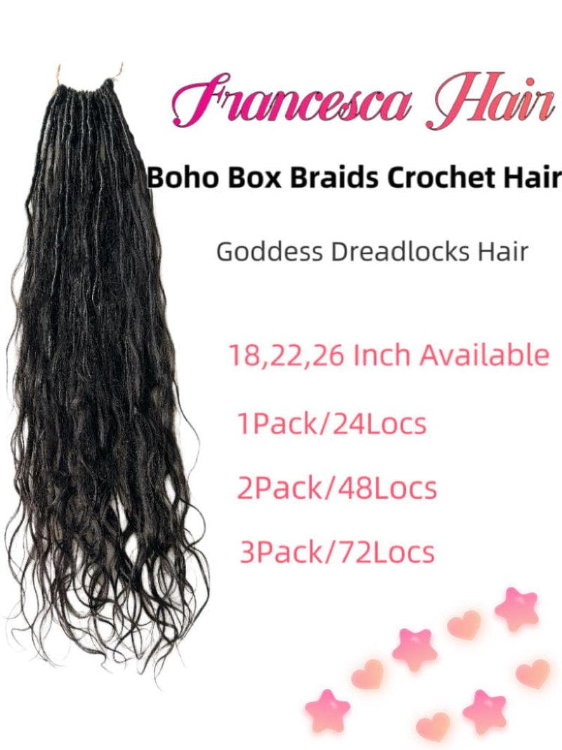 Pre-Looped Crochet Boho Faux Locs with Human Hair  26 Inch (Pack of 2)