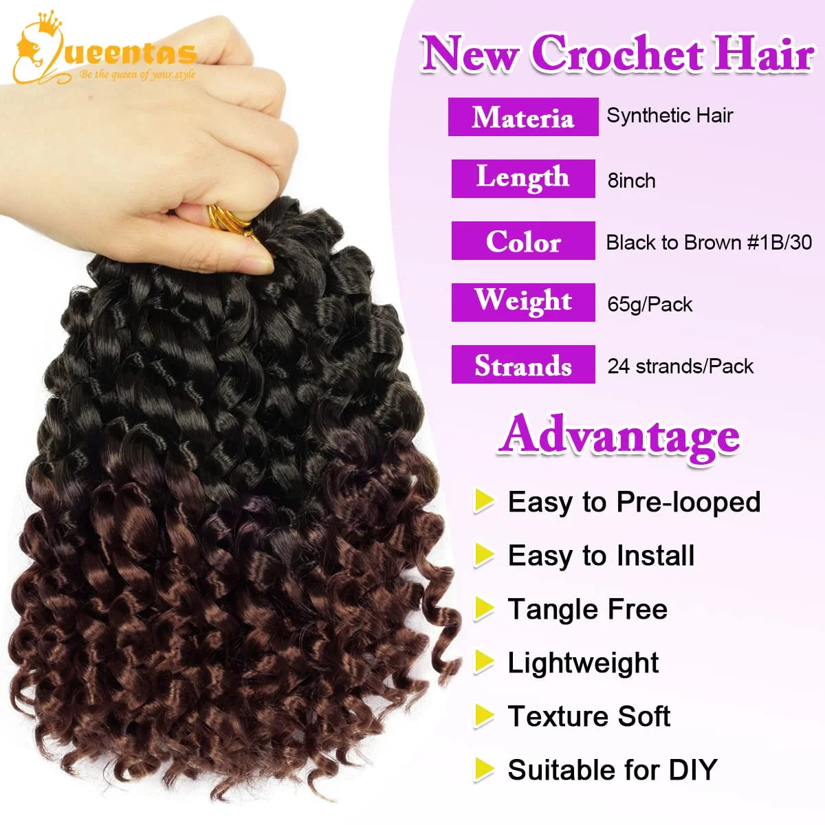 8' Passion Twist Crochet Hair 2 Packs 