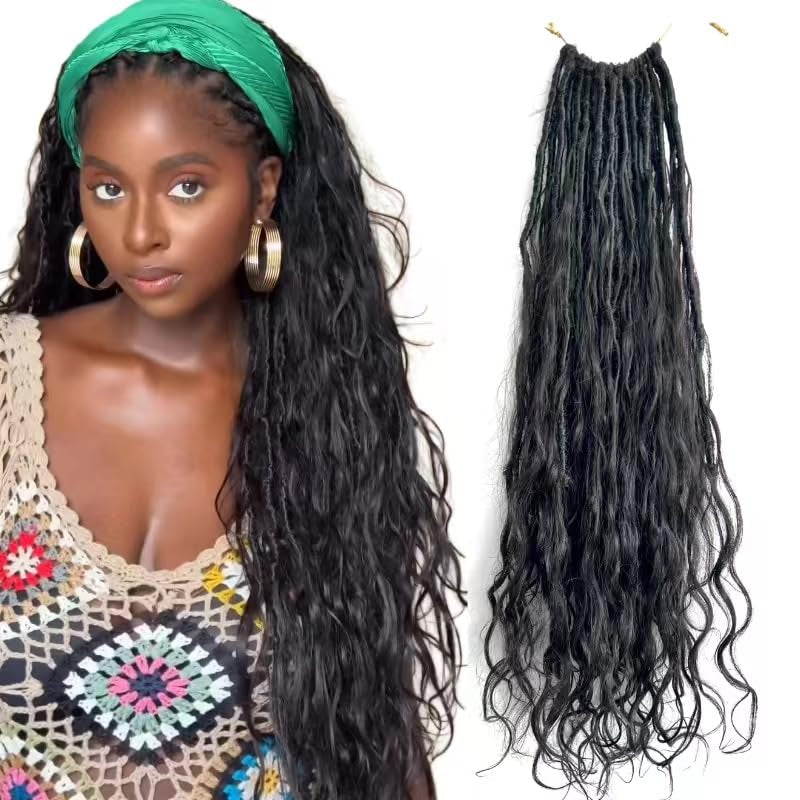 Pre-Looped Crochet Boho Faux Locs with Human Hair  26 Inch (Pack of 2)