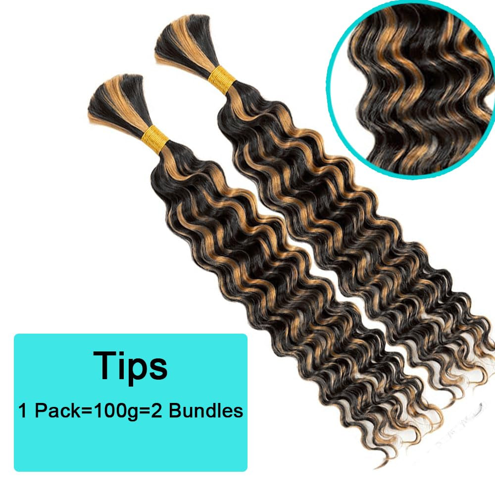 "Ombre 1B/27 Deep Wave Bulk Braiding Hair – 2 Bundles, 26”